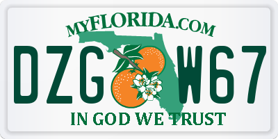 FL license plate DZGW67