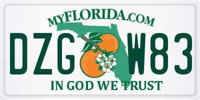 FL license plate DZGW83