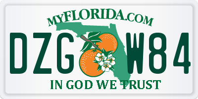 FL license plate DZGW84