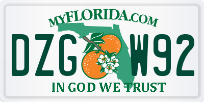 FL license plate DZGW92