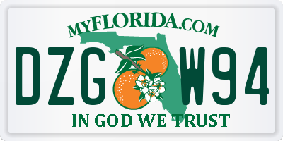 FL license plate DZGW94