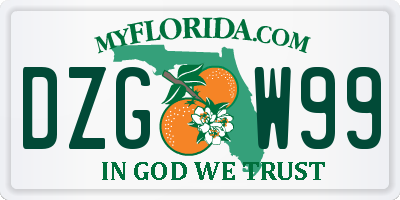 FL license plate DZGW99