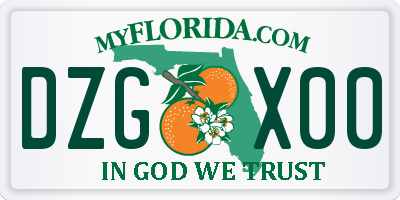 FL license plate DZGX00