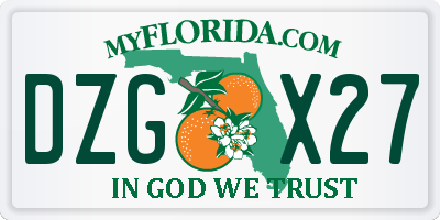 FL license plate DZGX27