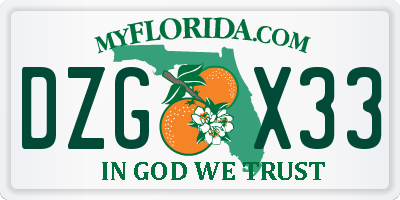 FL license plate DZGX33