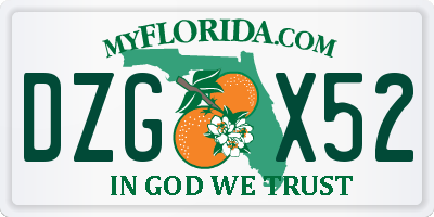 FL license plate DZGX52