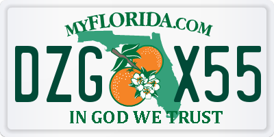 FL license plate DZGX55