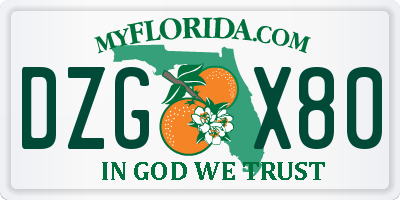 FL license plate DZGX80