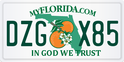 FL license plate DZGX85