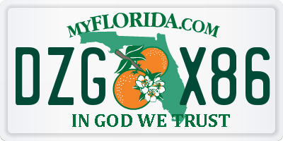 FL license plate DZGX86