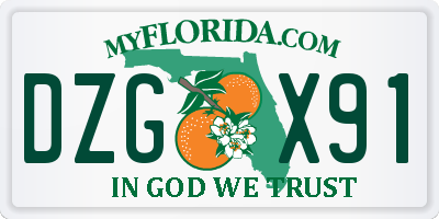 FL license plate DZGX91