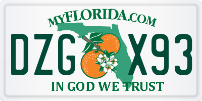 FL license plate DZGX93