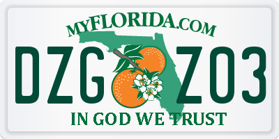 FL license plate DZGZ03