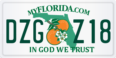FL license plate DZGZ18