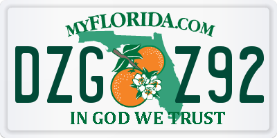 FL license plate DZGZ92