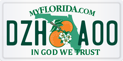 FL license plate DZHA00