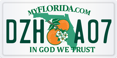 FL license plate DZHA07