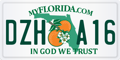 FL license plate DZHA16