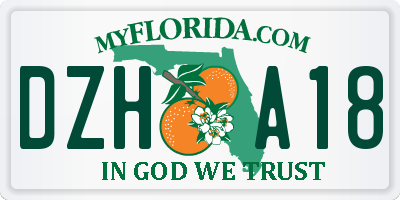 FL license plate DZHA18