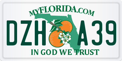 FL license plate DZHA39