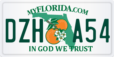FL license plate DZHA54