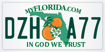 FL license plate DZHA77