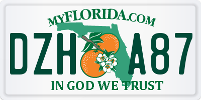 FL license plate DZHA87