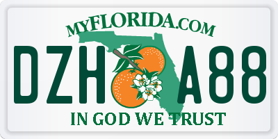 FL license plate DZHA88