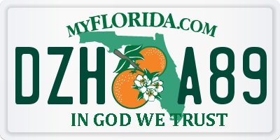 FL license plate DZHA89