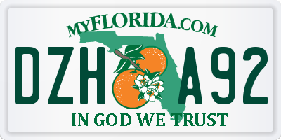 FL license plate DZHA92