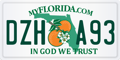 FL license plate DZHA93