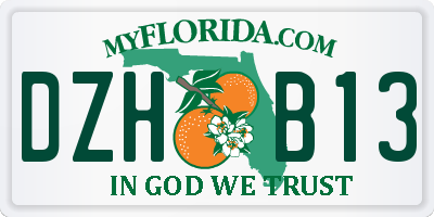 FL license plate DZHB13