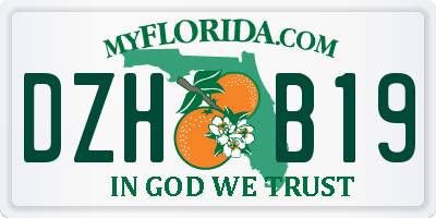 FL license plate DZHB19