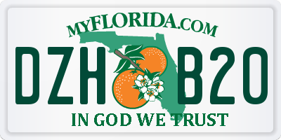 FL license plate DZHB20