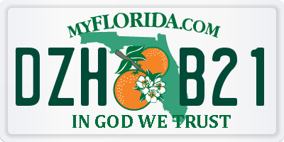 FL license plate DZHB21