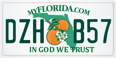 FL license plate DZHB57