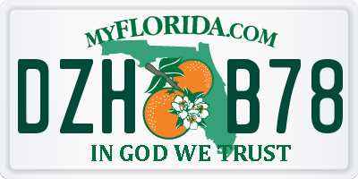 FL license plate DZHB78