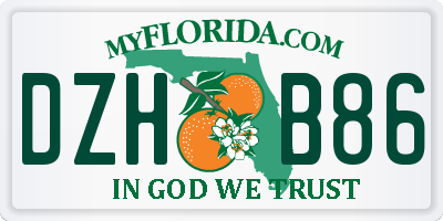 FL license plate DZHB86