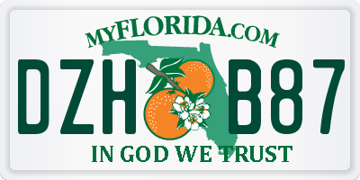 FL license plate DZHB87