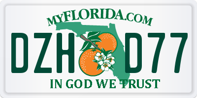 FL license plate DZHD77