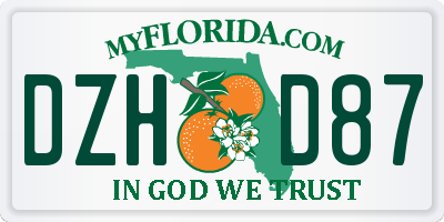 FL license plate DZHD87