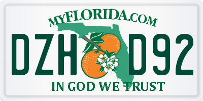 FL license plate DZHD92