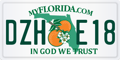 FL license plate DZHE18