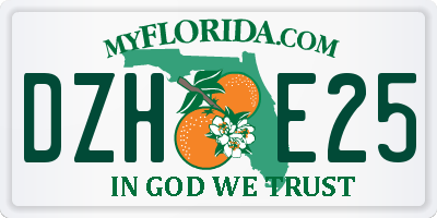 FL license plate DZHE25