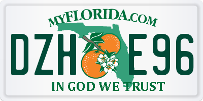FL license plate DZHE96