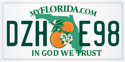 FL license plate DZHE98