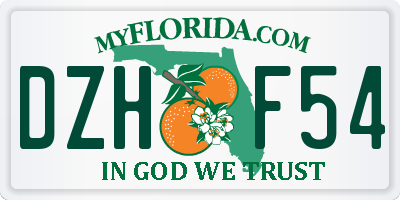 FL license plate DZHF54