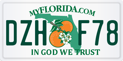 FL license plate DZHF78