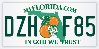 FL license plate DZHF85