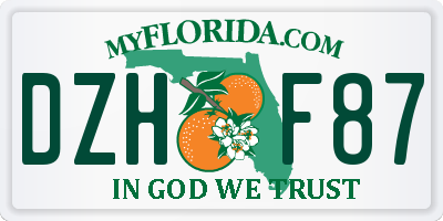 FL license plate DZHF87